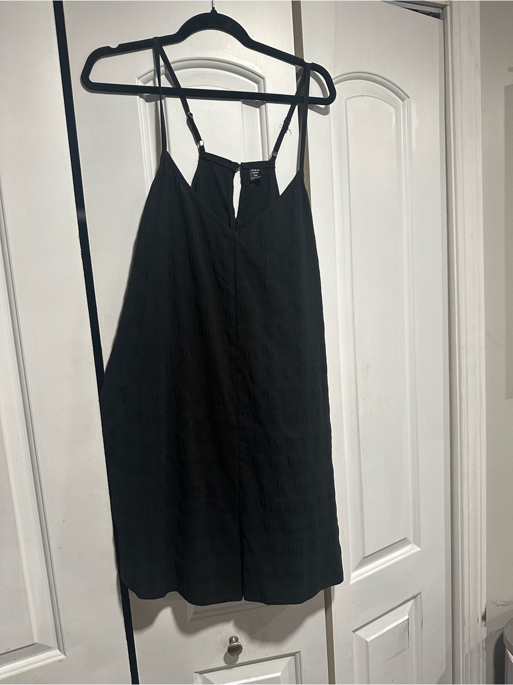 SHEIN Black V-Neck Adjustable Spaghetti Strap Shorts Romper